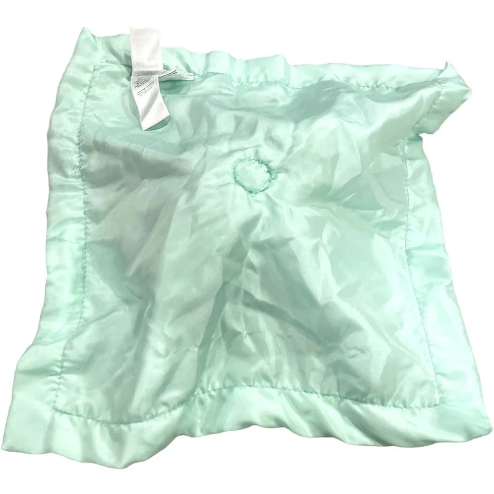 CARTERS Lamb Lovey Security Blanket Rattle Toy Satin Stars Mint Green Yellow 12”